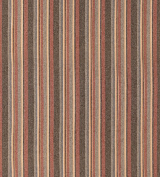Lindisfarne Stripe Fabric by Mulberry Home Russet/Slate