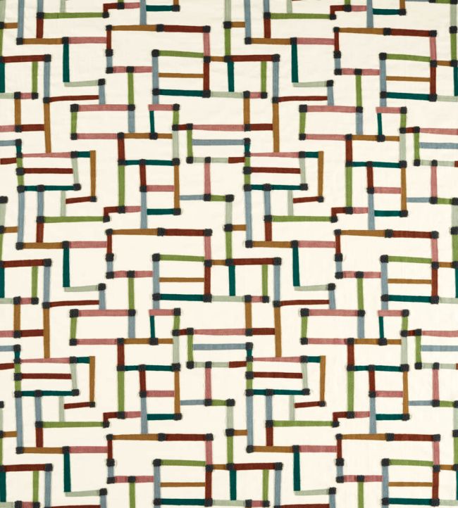 Lineas Fabric by Harlequin Forest/Azul/Blush