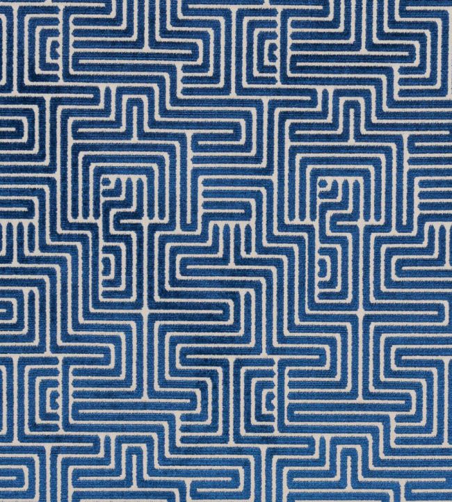 Lisboa Velvet Fabric by Schumacher Midnight Blue