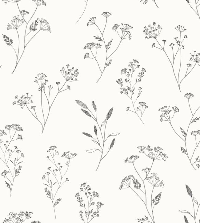 Little Graminea Wallpaper by Caselio Noir Blanc