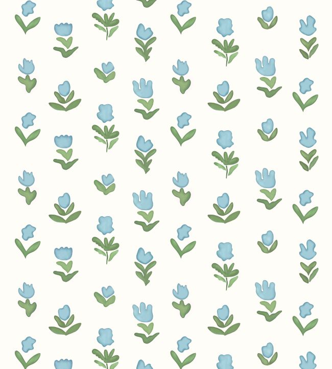 Little Wild Tulips Wallpaper by Ottoline Light Blue