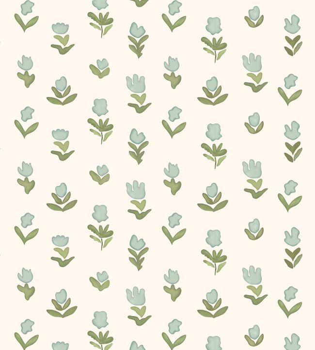 Little Wild Tulips Wallpaper by Ottoline Misty Green