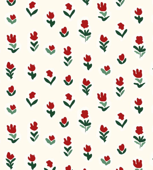 Little Wild Tulips Wallpaper by Ottoline Red