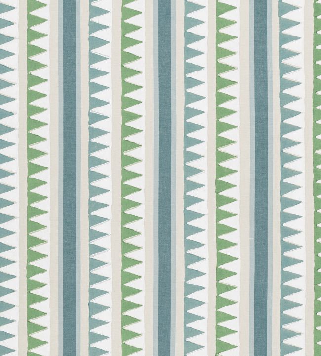 Lomita Stripe Fabric by Thibaut Green and Blue
