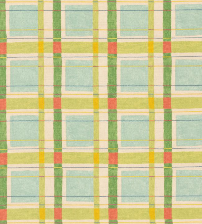 London Check Fabric by George & Minnie Aqua/Emerald