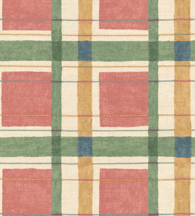 London Check Wallpaper by George & Minnie Tomato/Daffodil