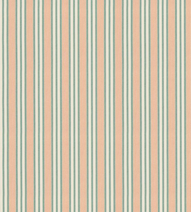 Loom Stripe Fabric by George & Minnie Aqua/Coral