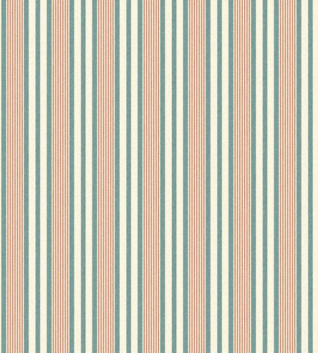 Loom Stripe Wallpaper by George & Minnie Aqua/Coral