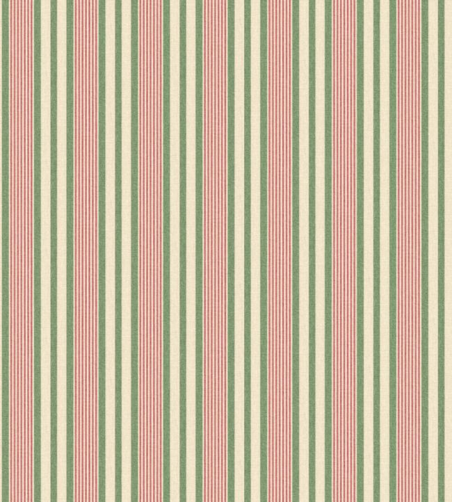 Loom Stripe Wallpaper by George & Minnie Emerald/Raspberry