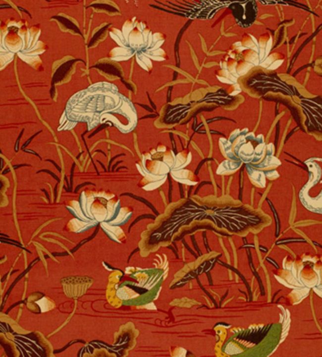Lotus Garden Fabric by Schumacher Lacquer