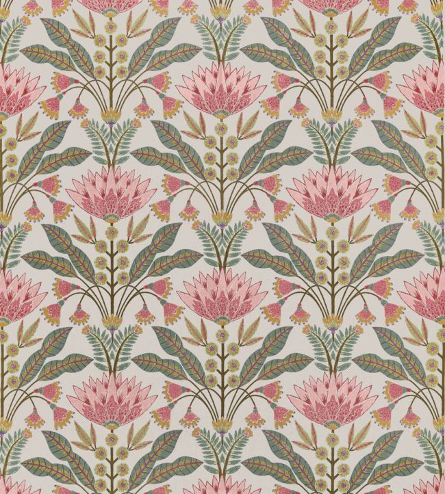 Lotus Fabric by Thibaut Cranberry