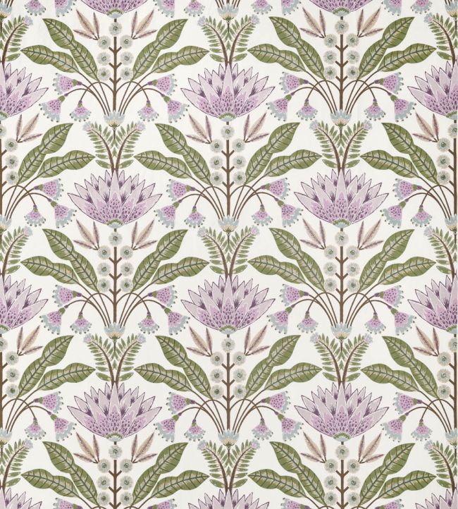 Lotus Fabric by Thibaut Lilac and Green
