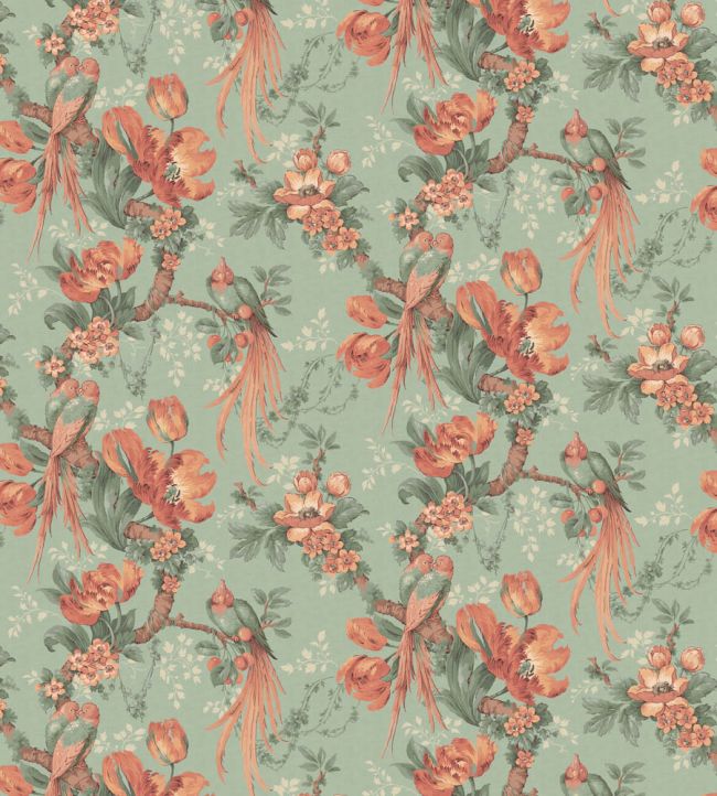 Lovebirds Wallpaper by Divine Savages Eggshell Green