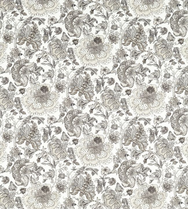 Lucienne Fabric by Clarke & Clarke Charcoal/Linen