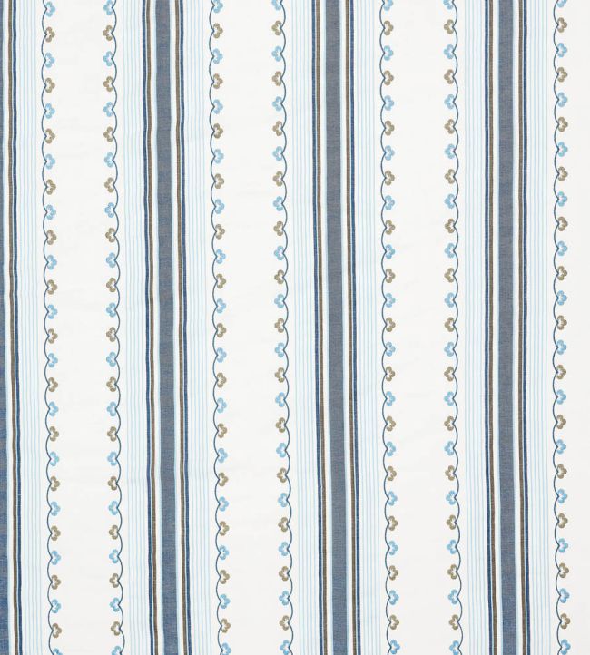 Mabel Stripe Fabric by Nina Campbell Blue/Chocolate