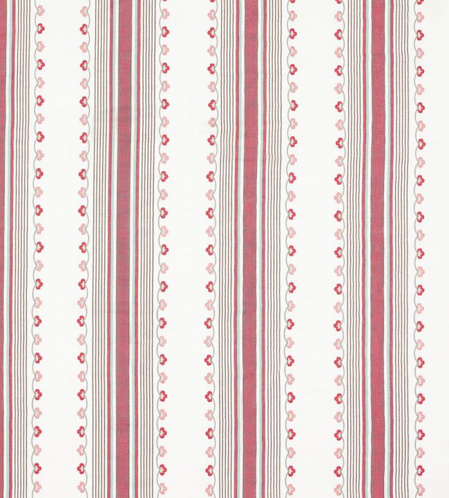 Mabel Stripe Fabric by Nina Campbell Ruby/Duck Egg