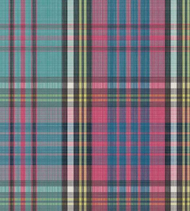 MacAndreas Tartan Wallpaper by Cole & Son Cyan & Magenta