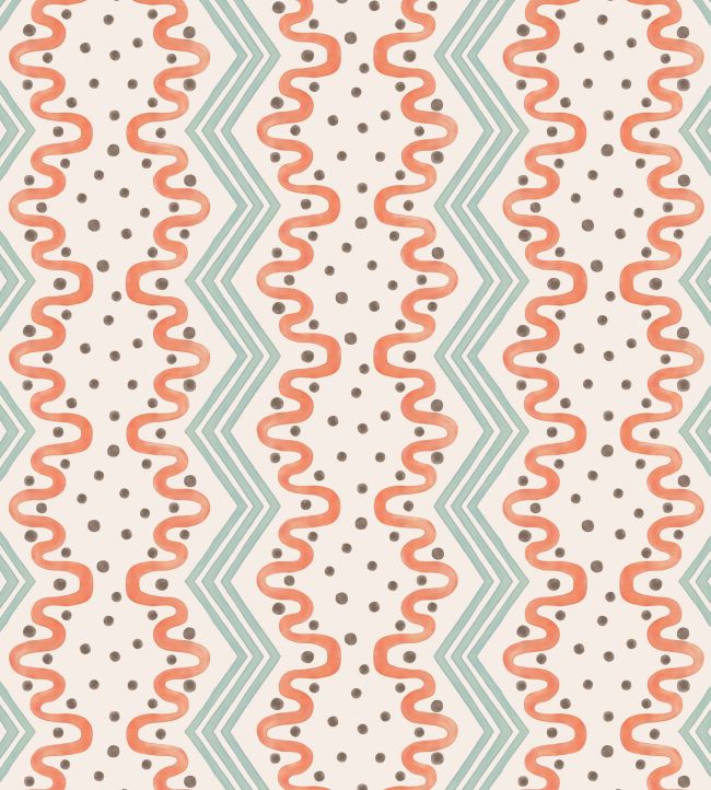 Madame Ziggle Wallpaper by Ottoline Blue and Orange