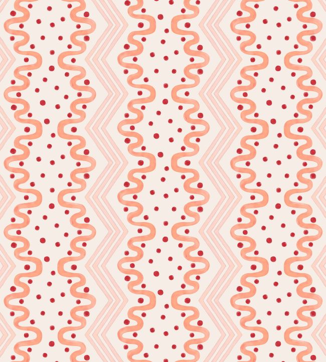 Madame Ziggle Wallpaper by Ottoline Pink and Coral