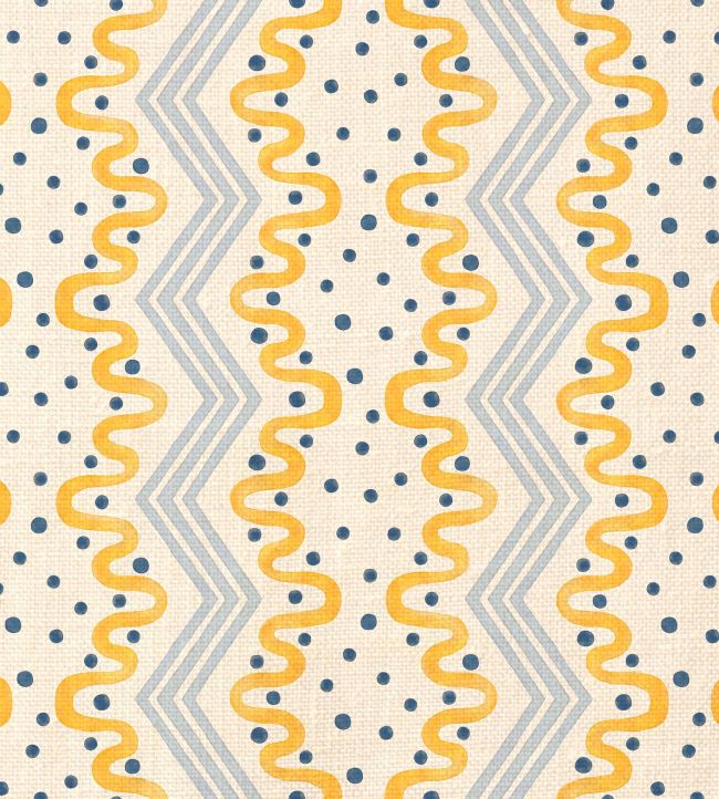 Madame Ziggle Fabric by Ottoline Yellow and Blue
