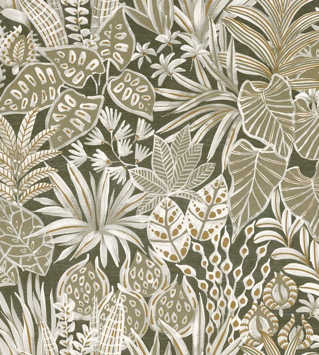Madhuca Wallpaper by Casamance Kaki