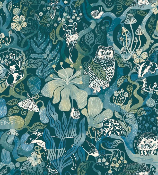 Magic Woods Wallpaper by Borastapeter Green/Blue