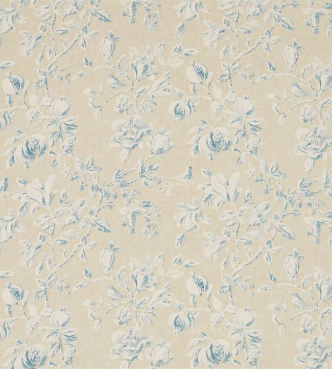 Magnolia & Pomegranate Fabric by Sanderson Parchment/Sky Blue