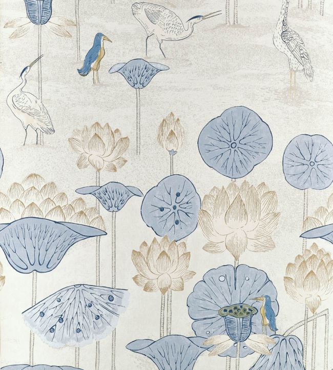 Malea Wallpaper by Thibaut Blue and Beige