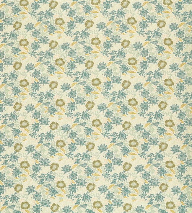Mallow Jacquard Fabric by Clarke & Clarke Mineral/Chartreuse