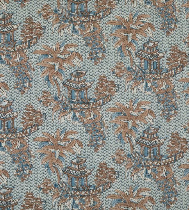 Mandalay Fabric by Marvic Blue/Flax