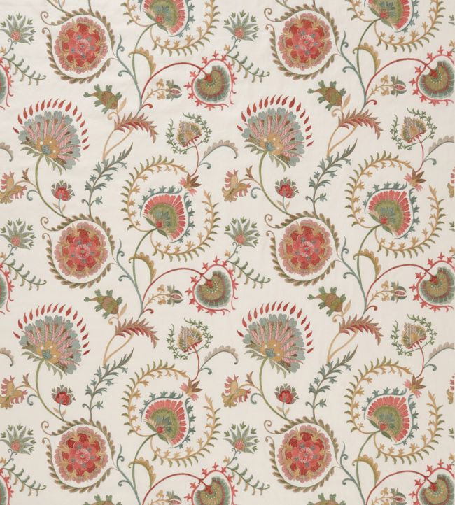 Mandana Fabric by Nina Campbell Aqua/Coral/Ivory