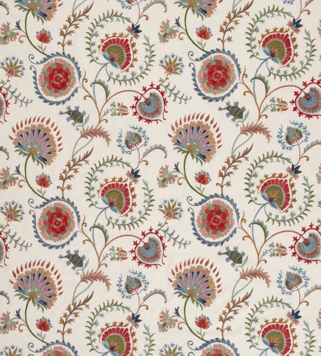 Mandana Fabric by Nina Campbell Blue/Ruby/Ivory