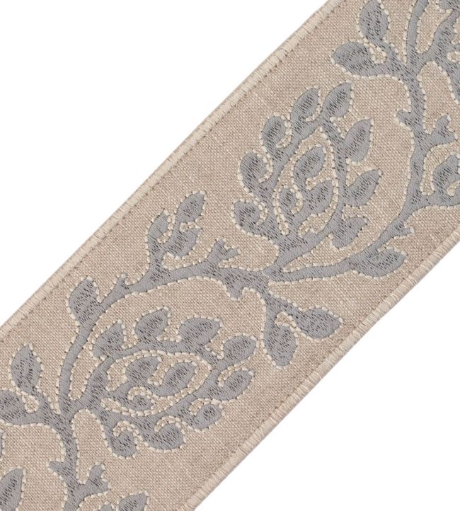 Mare Embroidered Border Trimming by Samuel & Sons Pebble