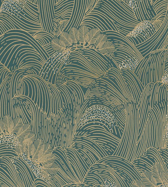 Maree Haute Wallpaper by Casamance Vert Anglais/Dore