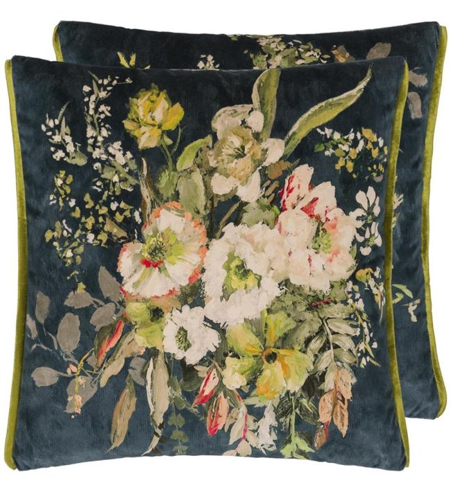 Margaretta Velours Cushion 55 x 55cm by Designers Guild Noir