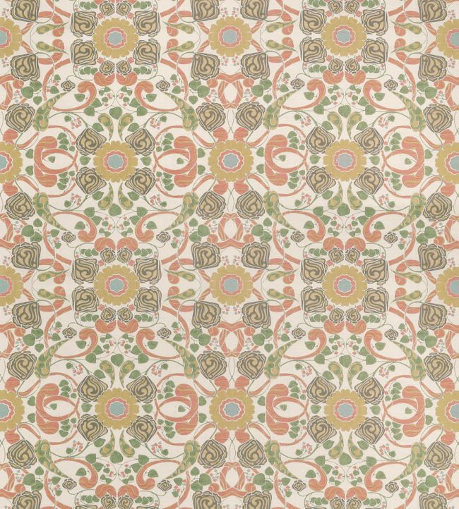 Margaux Fabric by Thibaut Apricot and Sage