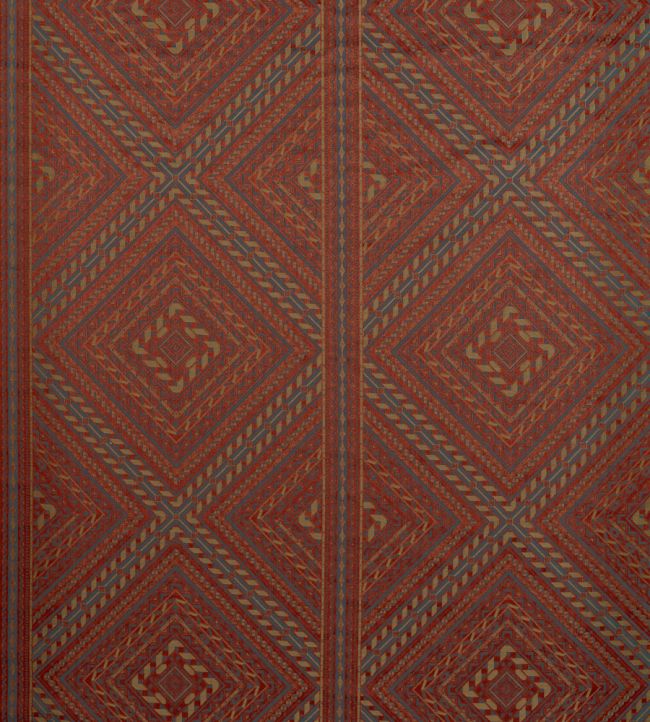 Marquetry Trellis Fabric by Zoffany Venetian Red