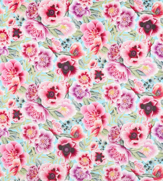 Marsha Velvet Fabric by Harlequin Aqua / Peony / Magenta