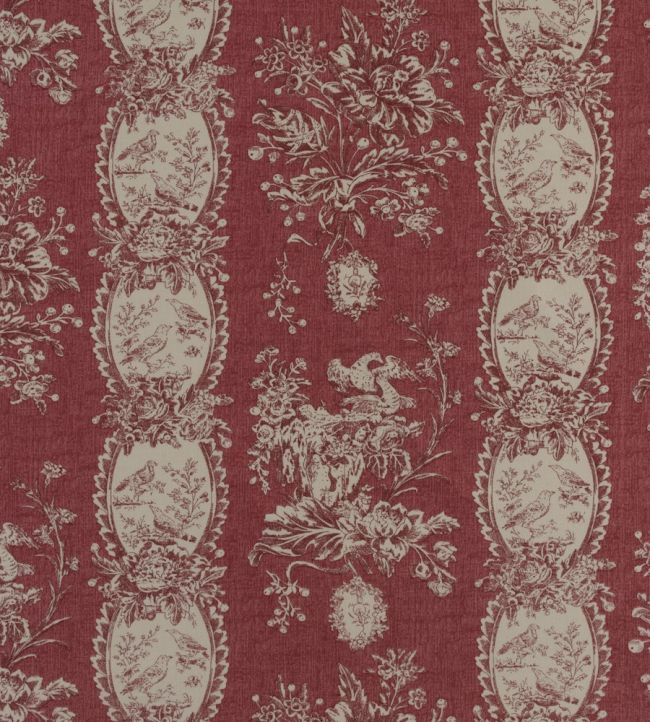 Les Oiseaux Fabric by Marvic Raspberry