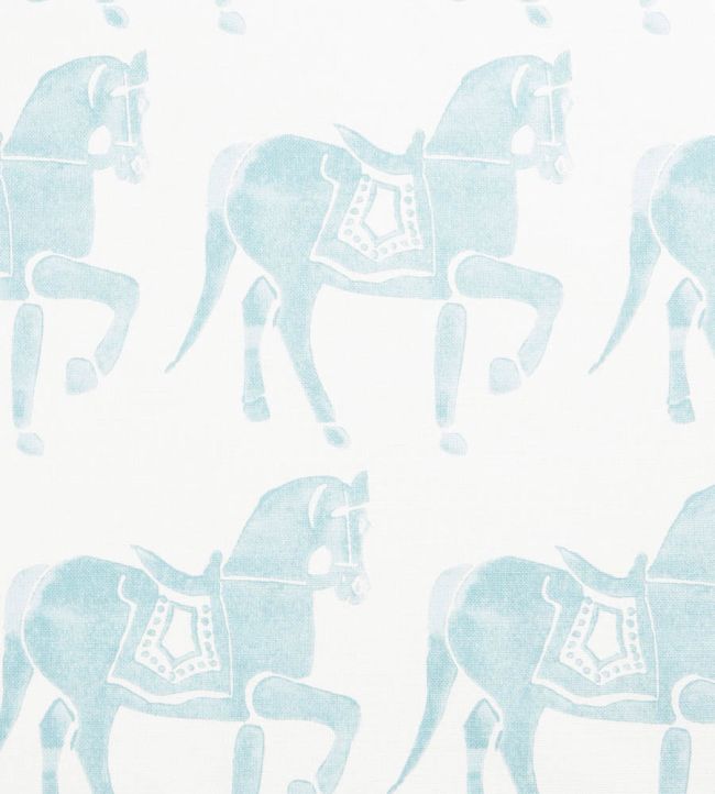 Marwari Horse Fabric by Molly Mahon Duck Egg