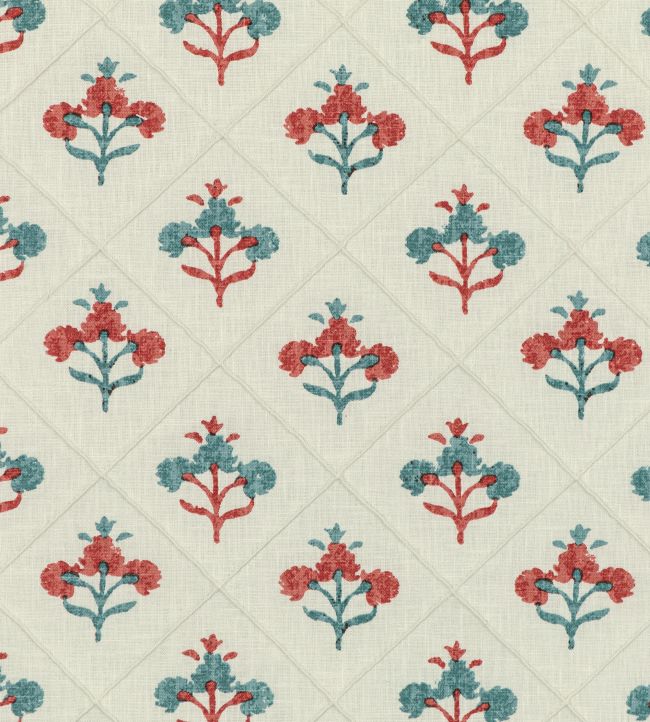 Marwell Fabric by Baker Lifestyle Aqua / Red