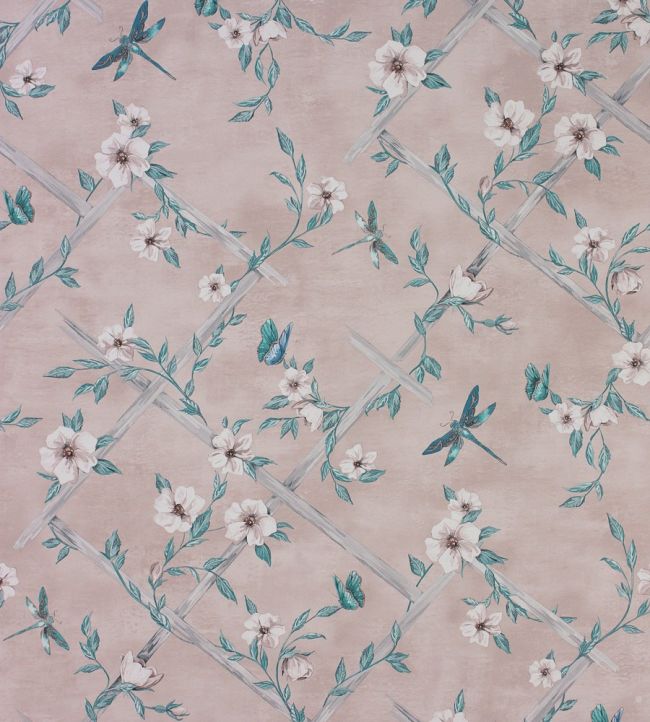 Rosanna Trellis Wallpaper by Matthew Williamson Blush/Aqua