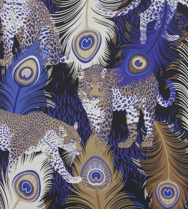 Leopardo Wallpaper by Matthew Williamson Black/Electric Blue/Metallic Bronze