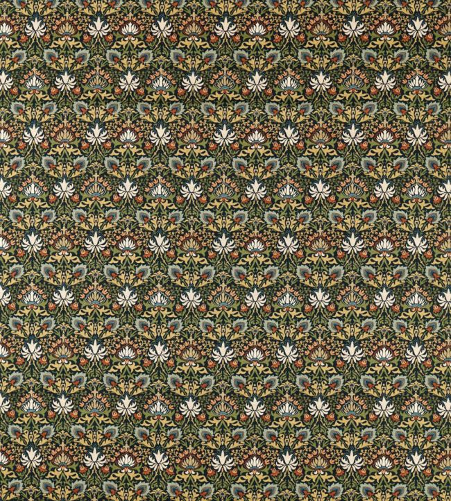 Meda Iris Fabric by Morris & Co Forest/Russet