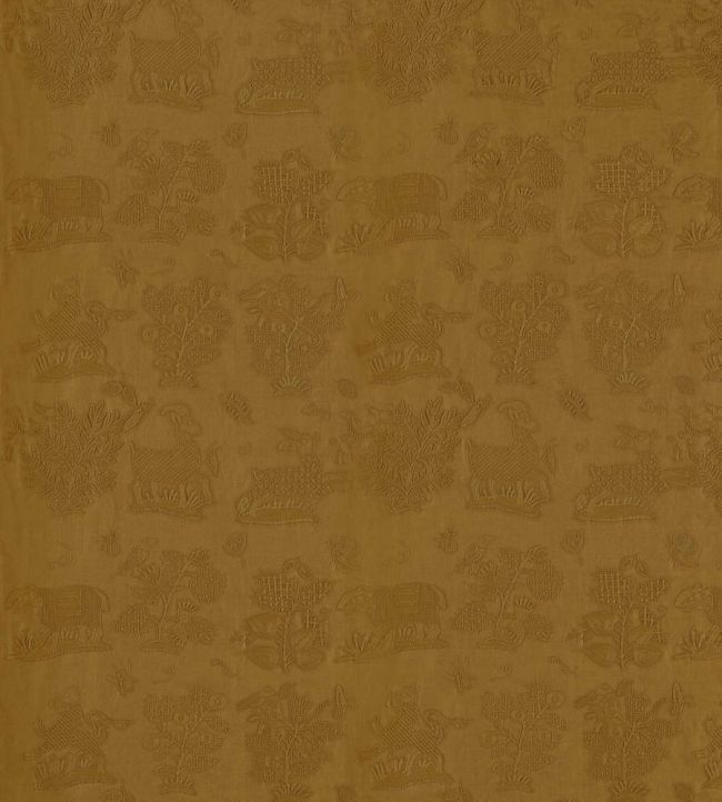 Medieval Embroidery Fabric by Sanderson Mustard