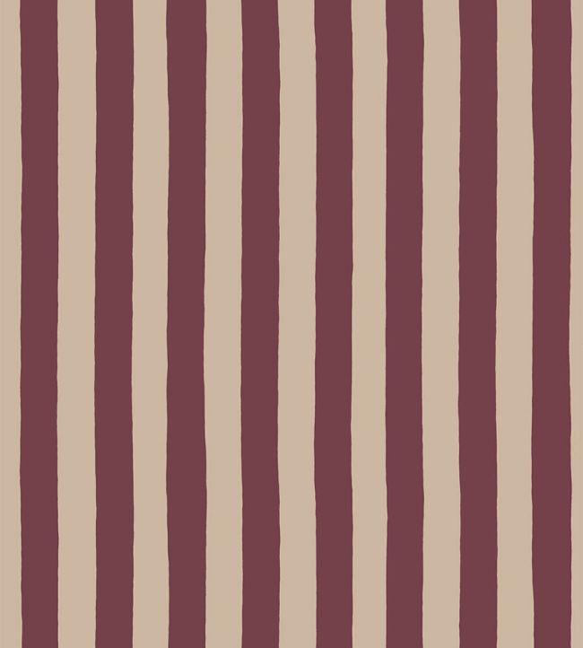Medium Hand Pained Stripe Wallpaper by Josephine Munsey Red Current and Shiitake