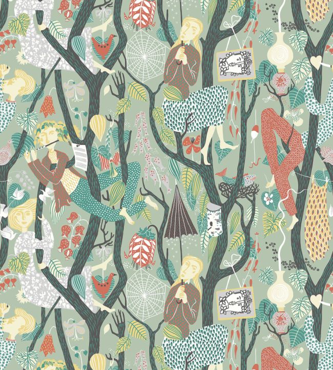 Melodi Wallpaper by Borastapeter Green