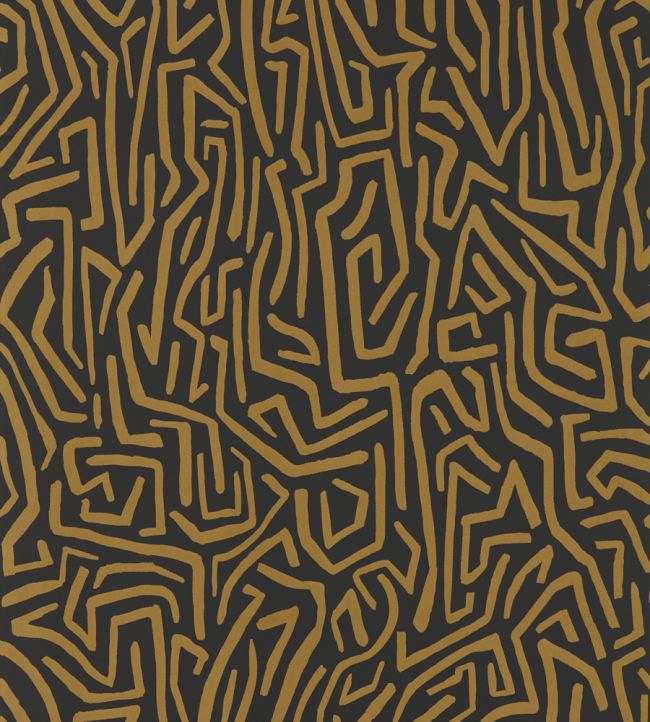 Melodic Wallpaper by Harlequin Gold / Black Earth