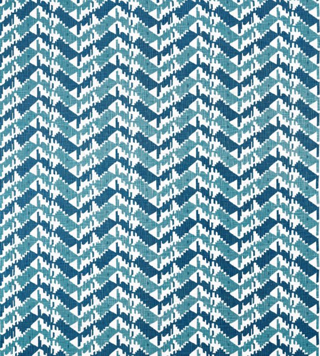 Melrose Check Fabric by Thibaut Navy and Peacock
