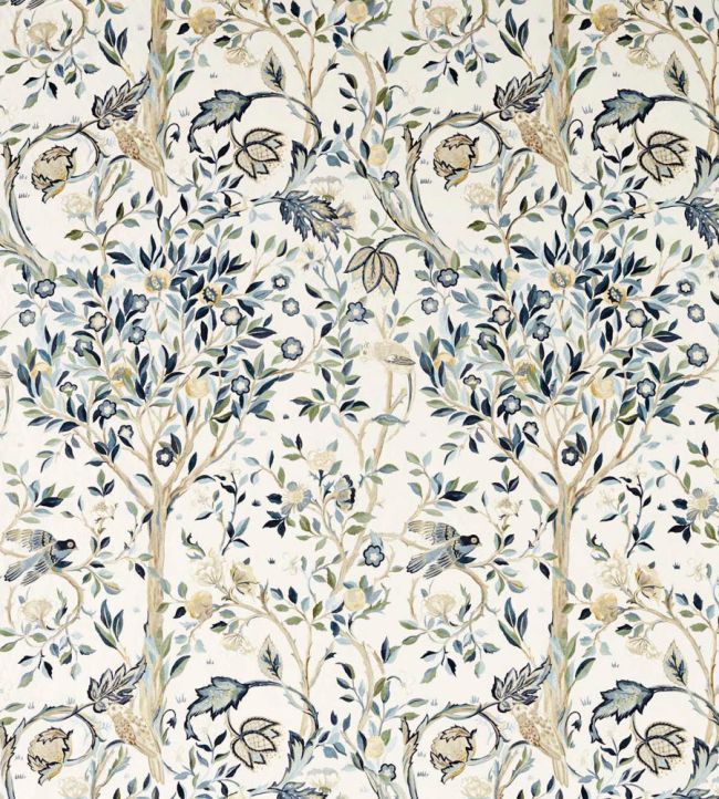 Melsetter Wide Width Fabric by Morris & Co Indigo/Sage